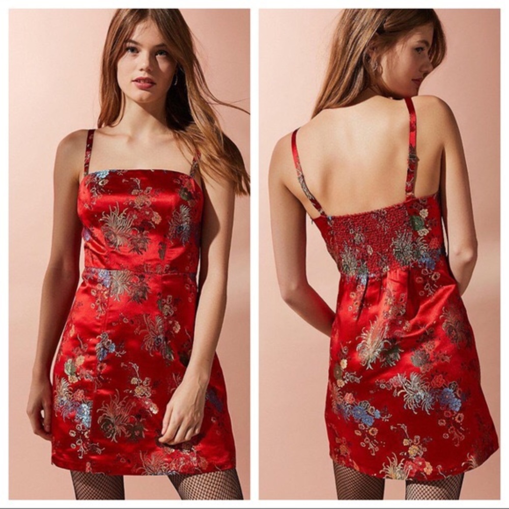 urban outfitters waterlilly red jacquard dress
